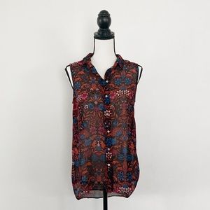 2/$20 H&M sleeveless sheer floral button down